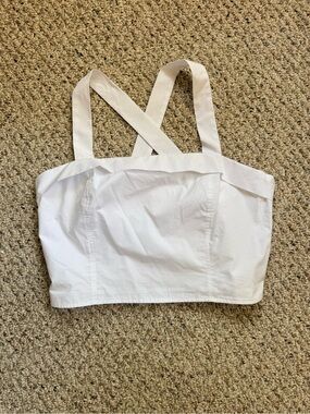Banana Republic White Cotton Cross Back Cropped Top | Women’s L